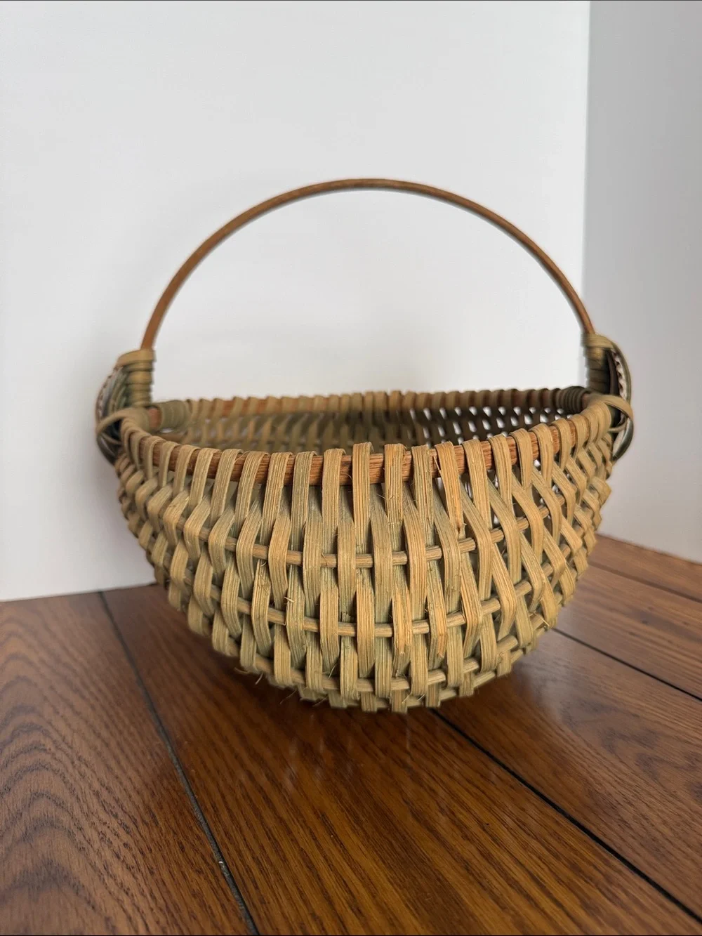 Woven Rattan Basket with Shell Accent - Natural Brown